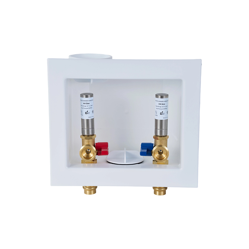 Boîte de drainage pour machine à laver avec raccord à sertissage 1/2' et amortisseur de chocs hydrauliques en acier inoxydable