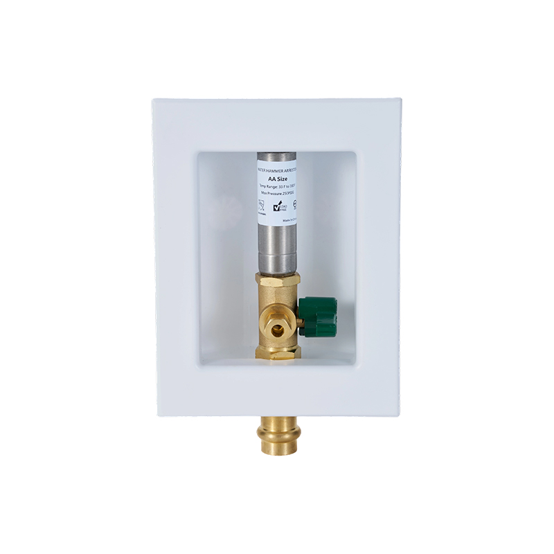 Boîte de sortie de machine à glaçons avec raccord à sertissage 1/2' et amortisseur de chocs hydrauliques en acier inoxydable